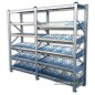 Longspan Galvanised Shelving with 5 Modular Bin Levels