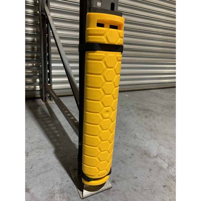 Pallet Racking Plastic Column Guard Strapped On Upright Stand Pallet Racking Plastic Column Guard Strapped On Upright Stand