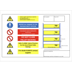 A3 Pallet Racking Load Notice Template.